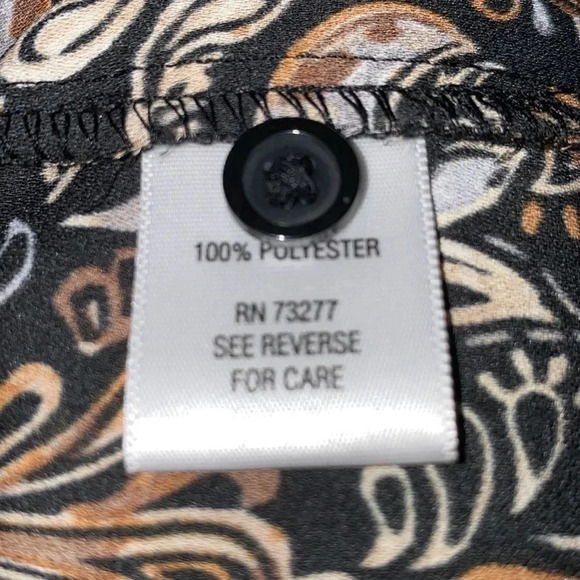 DANA BUCHMAN Paisley print hi low button cuff sleeves v-neck blouse NEW size L - Picture 6 of 11